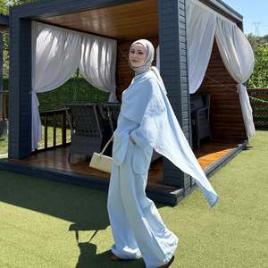 Set Modesto Islamico per Donna con Top Drappeggiato e Pantaloni - <span class=keywords><strong>Abbigliamento</strong></span> Casual per l'Eid - Product Image 5