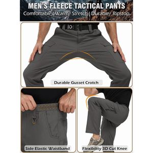 Pantalon de travail tactique pour homme Carwonnic, en tissu ripstop doublé de polaire, chaud, résistant à l'eau, flexible, cargo, pour la randonnée - Product Image 6