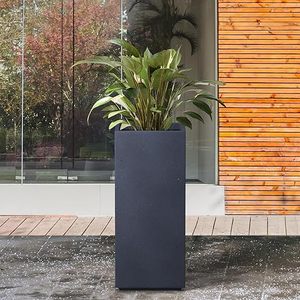 Pot de plante rectangulaire haut et moderne en béton vieilli pour l'intérieur et l'extérieur, pour la maison, le patio, le jardin, avec bonsaï - Product Image 6
