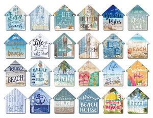 Putuo Decor Summer Beach House Shape cartello in legno Ocean Design Hanging Wall placca Seaside Decor - Product Image 4