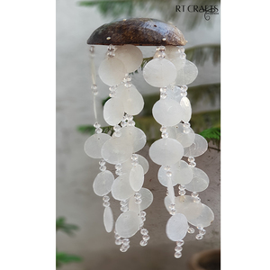 Carillons artisanaux Offre Spéciale naturels, carillons de vent en coquillage Capiz naturel, carillons de vent en plein air, cloche de vent de jardin - Product Image 6