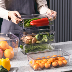 DS1782 dondurucu organizasyon ve depolama gıda eşya kutuları buzdolabı temizle plastik kiler organizatör kutuları için kolu ile - Product Image 4