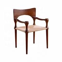 Chaises de salle à manger MULIGNA en bois massif, style vintage nordique, confortables, avec assise en rotin, pour la maison, les hôtels, les événements, les restaurants, les cafés, les magasins