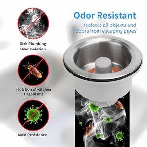 Sifone per Lavello Pop-up in Acciaio Inox SUS304, Vasca Quadrata con Superficie Spazzolata, Installazione Sottolavello, Design Moderno Anti-insetti - Product Image 3