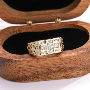 CM bijoux mode en gros haute qualité 14K plaqué <span class=keywords><strong>or</strong></span> zircone anneau Oro Laminado Anillos glace Hip Hop hommes mode anneaux - Product Image 5