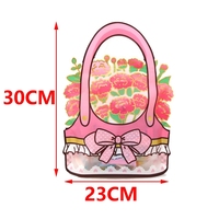 Nouveau sac à main en forme de panier de fleurs de dessin animé avec fenêtre, idéal pour bonbons, cadeaux floraux, et emballage de friandises pour fêtes