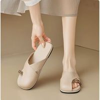 Sandales plates à lanières croisées et anneau d'orteil pour femme, respirantes, tendance, à boucle réglable, bout ouvert, pour l'extérieur et l'été