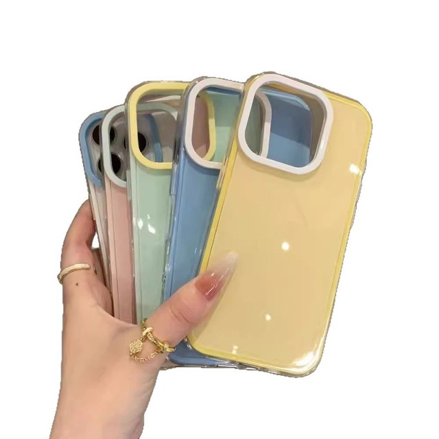 Simple Contrast Colors 3-in-1 Glossy Phone Case for iPhone 16 Pro Max 15 14 17 Protect Back Cover-Wholesale Mobile Phone Cases