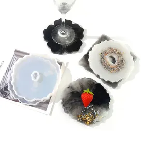 Maskot Coaster reçine kalıp altın folyo kağıt cımbız fincan epoksi aksesuarları sanat DIY ev süslemeleri için Set