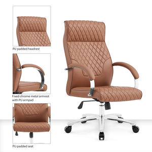 Chaise <span class=keywords><strong>de</strong></span> bureau en cuir <span class=keywords><strong>de</strong></span> personnel brun <span class=keywords><strong>de</strong></span> meubles commerciaux avec des roulettes tournantes sillas <span class=keywords><strong>de</strong></span> oficina - Product Image 4