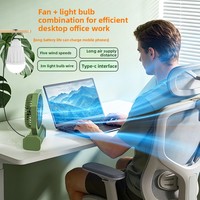 Ventilateur de bureau multifonctionnel alimenté par USB avec éclairage et batterie externe, ventilateur de table portable pour extérieur, moteur sans balais 5 vitesses avec logo