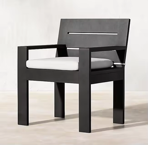 Vente flash - Table et chaises d'extérieur en aluminium <span class=keywords><strong>Marbella</strong></span> - Mobilier d'extérieur <span class=keywords><strong>de</strong></span> <span class=keywords><strong>luxe</strong></span> en métal noir pour hôtel - Ensemble <span class=keywords><strong>de</strong></span> salle à manger d'extérieur en aluminium - Product Image 2