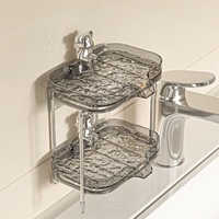 Support mural transparent en plastique sans perçage pour savon, design compact et luxueux, idéal pour petite salle de bain, lavabo ou robinet, pour le rangement quotidien du savon.