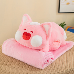 爱飞玩具可爱猫二合一毛绒玩具和枕头毛毯批发生日礼物公仔配pp棉填充物 - Product Image 5