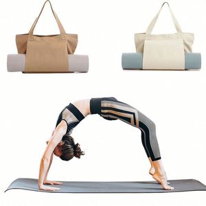 Sac de yoga portable en toile avec logo personnalisé, bandoulière, grande capacité, pour tapis de yoga, voyage, gym, fitness, rangement - Product Image 2