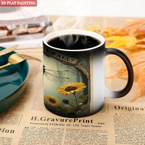 Tasse magique portable légère de voyage, noire givrée, 11 oz, en céramique, activée par la chaleur - Product Image 5
