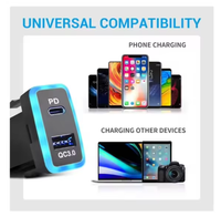Toyota Vigo PD Type C Prise de courant USB, USB C et Charge rapide 3.0 Chargeur de voiture Adaptateur USB Port Socket pour Smartphone/Pad/Tablette