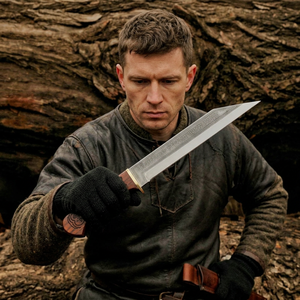 Couteau Viking Seax fait main, lame en acier carbone, runes nordiques gravées, couteau de chasse et de survie pour la brousse, manche en bois de rose - Product Image 6