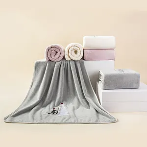 Toalha de microfibra macia absorvente, 70*140 cm, banho, aplique, toalha de presente de casamento