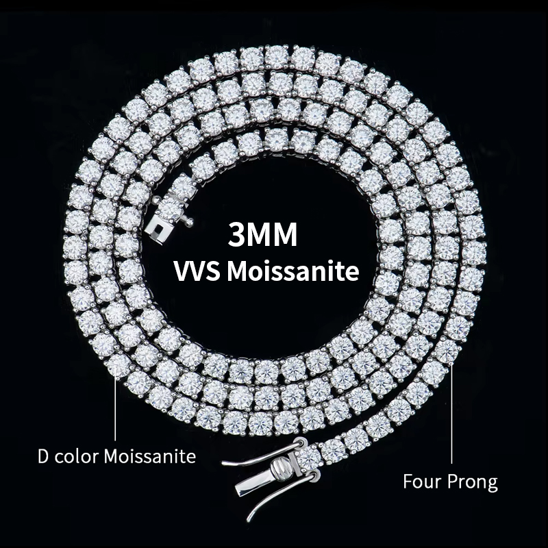Moissanite Necklace -3.0mm