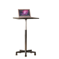 MERRY Table mobile autoportante moderne en acier avec plateau en bois, réglable en hauteur, pour ordinateur portable, bureau ou chevet