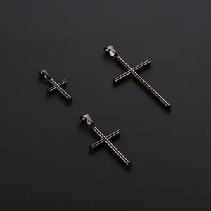 Pendentif croix cylindrique classique en acier inoxydable, 1 pièce, pendentifs croix lisses, charme géométrique simple, bijoux religieux chrétiens - Product Image 3