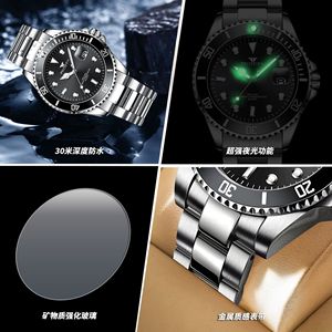 FNGEEN Men's Quartz Watch Stainless Steel Strap Luminous Calendar Water Resistant Sport Watch 30M Depth - Product Image 4
