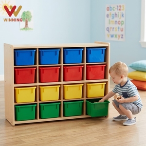 Mueble de Almacenamiento de Juguetes Montessori con 16 Compartimentos, Madera Contrachapada de Abedul, Muebles para Aula Infantil, Guardería, Preescolar, Estante de Almacenamiento - Product Image 1