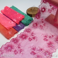 Aksesoris Lingerie Paling Modis 2024: Renda Hijau Mint Ungu Tulle Bordir Bronzing Berkilau Hiasan Bunga untuk Bra