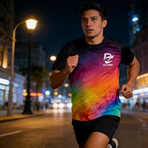 T-shirt de sport pour homme à manches courtes, personnalisé, à séchage rapide, respirant, imprimé par sublimation, pour la course à pied, le fitness quotidien, les événements sportifs et les marathons - Product Image 6