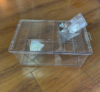 Penjualan Terbaik CR3 Lab kandang hewan peliharaan portabel tahan lama kandang ternak hewan kecil tikus hamster padat Dot Modern kotak baki plastik