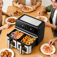 Automatic Power-off for Safety Electric Double Chamber Air Fryer Multi-function Air Fryer Double Pot Air Fryer Family Kitchen