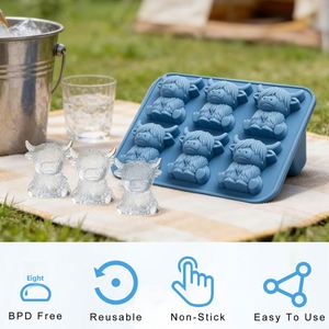 Food Grade Silicone 2026 New Product 3D Highland Cow Mini Silicone Ice <b>Cube</b> Tray Mold - Product Image 3