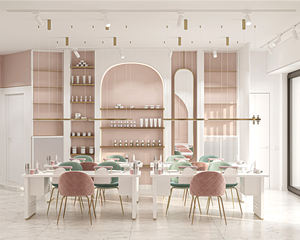 Table de manucure en bois personnalisée de beauté moderne éclairage LED meubles de salon élégants design - Product Image 5