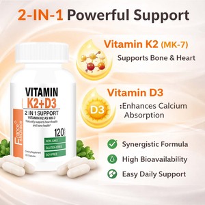 Capsules personnalisées de <span class=keywords><strong>Vitamine</strong></span> K2 et D3 : Soutien naturel de la santé cardiaque et osseuse pour hommes et femmes – Complément de <span class=keywords><strong>Vitamine</strong></span> K2 et D3 - Product Image 3