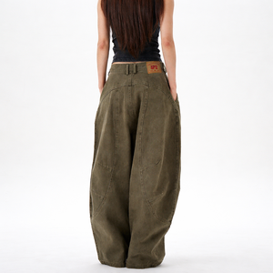 Pantaloni Larghi Casual Vintage Verde Marrone, Jeans Baggy Streetwear per Coppie, Pantaloni <span class=keywords><strong>Cargo</strong></span> da <span class=keywords><strong>Donna</strong></span> - Product Image 2