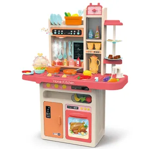 Кухонная игрушка для ролевых игр, электрический кухонный комплект для приготовления еды, включает котел для яиц, кастрюли, овощи, раковина для проточной воды