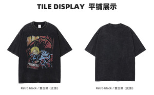 T-shirt da uomo personalizzata con stampa DTG <span class=keywords><strong>anime</strong></span> a fiocco di neve, lavata e strappata, a maniche corte, vestibilità ampia, estiva, traspirante, in cotone - Product Image 2
