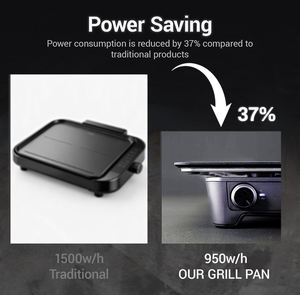 Rookloze elektrische grillpan voor binnen met verwijderbare bodem, antiaanbaklaag, grote capaciteit, draagbare BBQ-plaat - Product Image 4