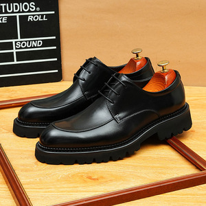 Zapatos Casuales de Punta Puntiaguda para Hombre, Transpirables, con Parte Superior de Cuero Genuino, Textura Suave, que Aumentan la Altura, para Ocasiones Formales de Negocios - Product Image 2