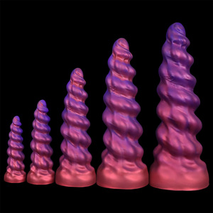Prix de gros usine <span class=keywords><strong>Plug</strong></span> <span class=keywords><strong>anal</strong></span> en silicone en spirale, Dildo extra-large en forme de pénis monstre souple pour femme, Jouet sexuel pour adulte - Product Image 5