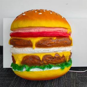 Fast Food ristorante pubblicità 3D grande in fibra di vetro <span class=keywords><strong>Hamburger</strong></span> scultura in resina di <span class=keywords><strong>Hamburger</strong></span> statua incandescente grande <span class=keywords><strong>Hamburger</strong></span> - Product Image 6