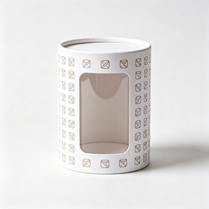 Boîte en carton cylindrique recyclable avec fenêtre de présentation, logo personnalisé pour l'emballage de grains de café et de produits secs - Product Image 6