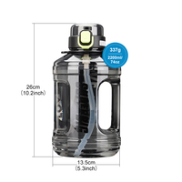 Bouteille d'eau portable en plastique de grande capacité, personnalisée, anti-fuite, 2,2 L (74 oz), pour le sport et la gym, avec poignée et paille