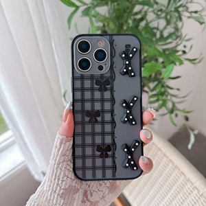 Coque de téléphone antichoc en TPU+PC sans cadre, motif paysage urbain peint par pulvérisation, avec autocollant nœud 3D à pois stéréo couleur unie pour 12/13/14/15/16/17 - Product Image 6