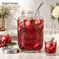 Distributeur de boissons en verre gaufré 8L en gros avec couvercle métallique, grand récipient à boisson pour restaurant, hôtel, buffet, fête, vente en gros, OEM