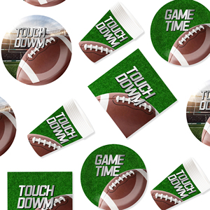 Juego de Vajilla Deportiva DAMAI con Elementos de Rugby, Incluye Platos Redondos de Papel, Vasos y Servilletas, para 8 Personas - Product Image 4