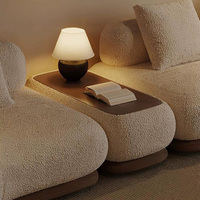 Sofá Modular de Lujo Moderno en Bouclé, Muebles para Sala de Estar, Conjunto de Sofá Curvo con Cojines Suaves y Mesa Lateral Funcional