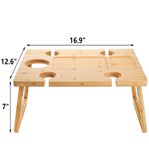Di động bằng gỗ rượu Dã Ngoại bảng có thể gập lại gỗ Dã Ngoại khay ăn nhẹ với kính chủ - Product Image 4