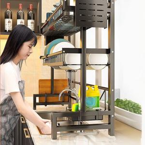 Kệ chậu rửa chén bằng thép không gỉ mới, có thể kéo dài, với chiều rộng có thể điều chỉnh để lọc và cất giữ đồ dùng. - Product Image 3